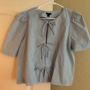 Ann Taylor Blue Striped Blouse
